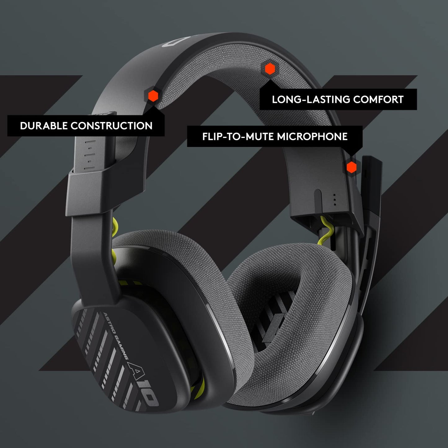 Logitech G Astro A10 Gen 2 Cross-Platform Wired Gaming Headset - Grey | 3.5mm Headphone Jack, 32mm Drivers, Flip-to-Mute Mic, Over-Ear Cup Design