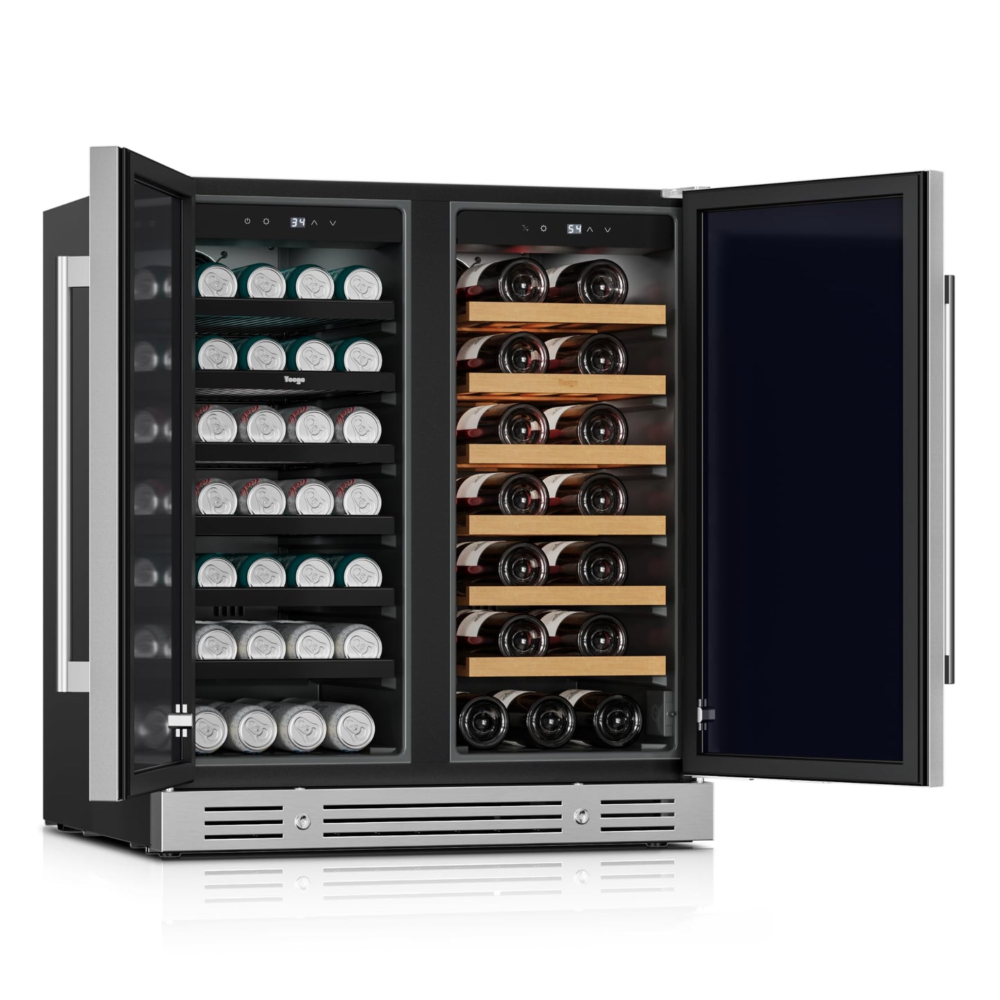 Yeego 24 Inch Beverage Refrigerator, 160-Can Beverage Cooler with Lock & Auto Defrost, Stainless Steel Indoor & Covered Outdoor Beverage Fridge, Freestanding or Under Counter for Beer, Soda & Wine