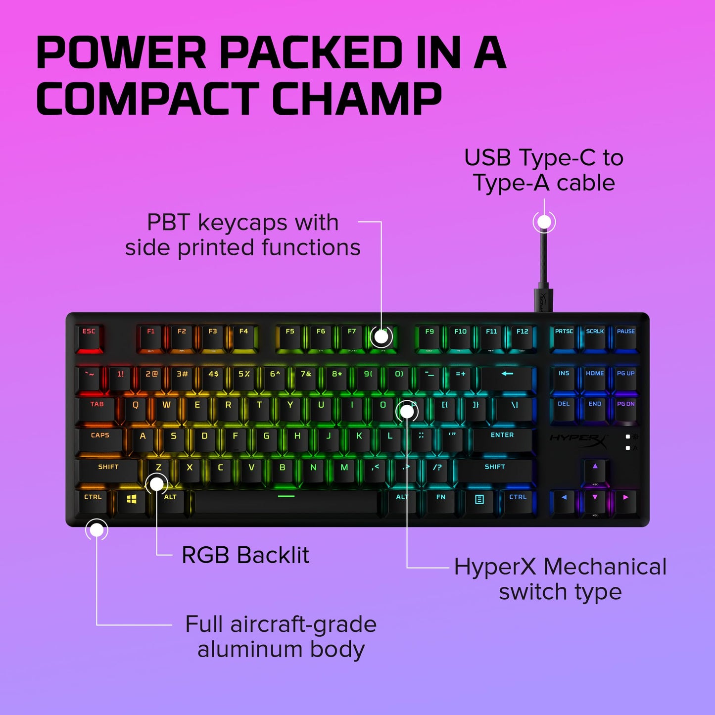HyperX Alloy Origins 65 - Mechanical Gaming Keyboard – Compact 65% Form Factor - Linear Red Switch - Double Shot PBT Keycaps - RGB LED Backlit - NGENUITY Software Compatible,Black