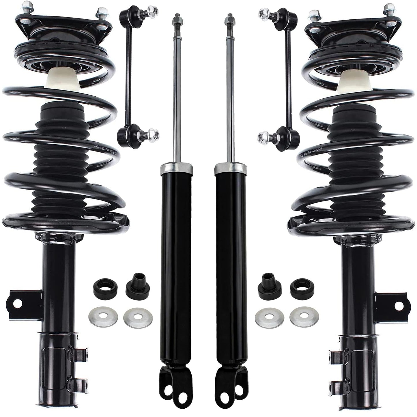 Detroit Axle - 6pc Struts Shocks Kit for 2014-2018 Chevy Silverado 1500 GMC Sierra 1500, 2 Front Struts w/Coil Springs 2 Sway Bars 2 Rear Shock Absorbers 2015 2016 2017 Replacement Suspension