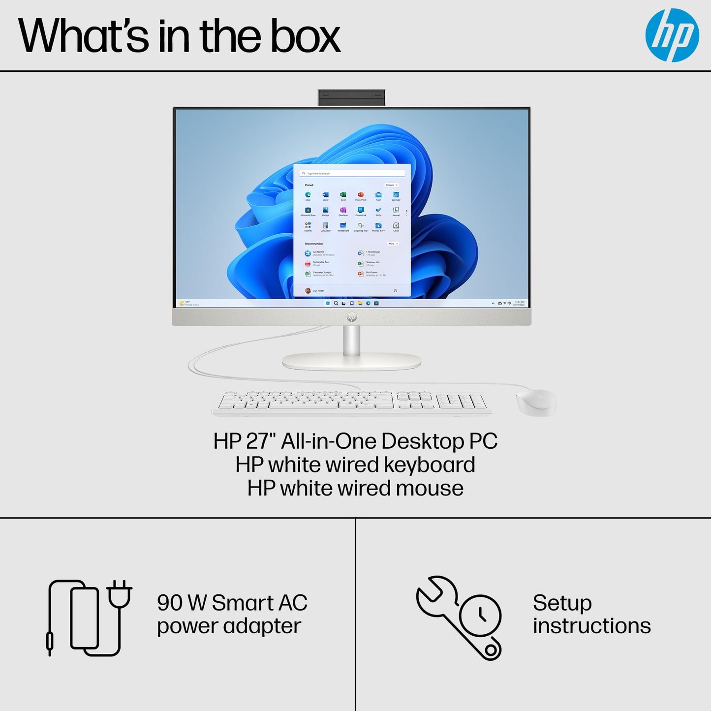 HP 27 inch All-in-One Desktop PC, FHD Display, AMD Ryzen 7 7730U, 32 GB RAM, 1 TB SSD, AMD Radeon Graphics, Windows 11 Home, 27-cr0012 (2024)