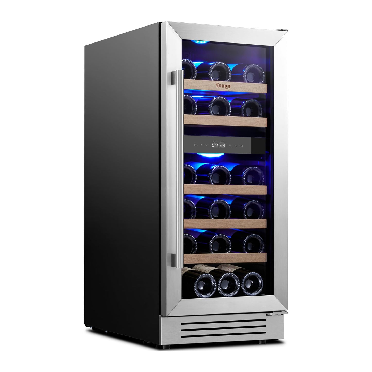 Yeego Wine Fridge Cooler - 24 Inch Dual Zone Wine Fridge Hold 52 Bottles, 40-65°F Wine Refrigerator Glass Door, Built in Fridge, Freestanding Adjustable Shelves Fridge for Beer Soda Drink Home Bar