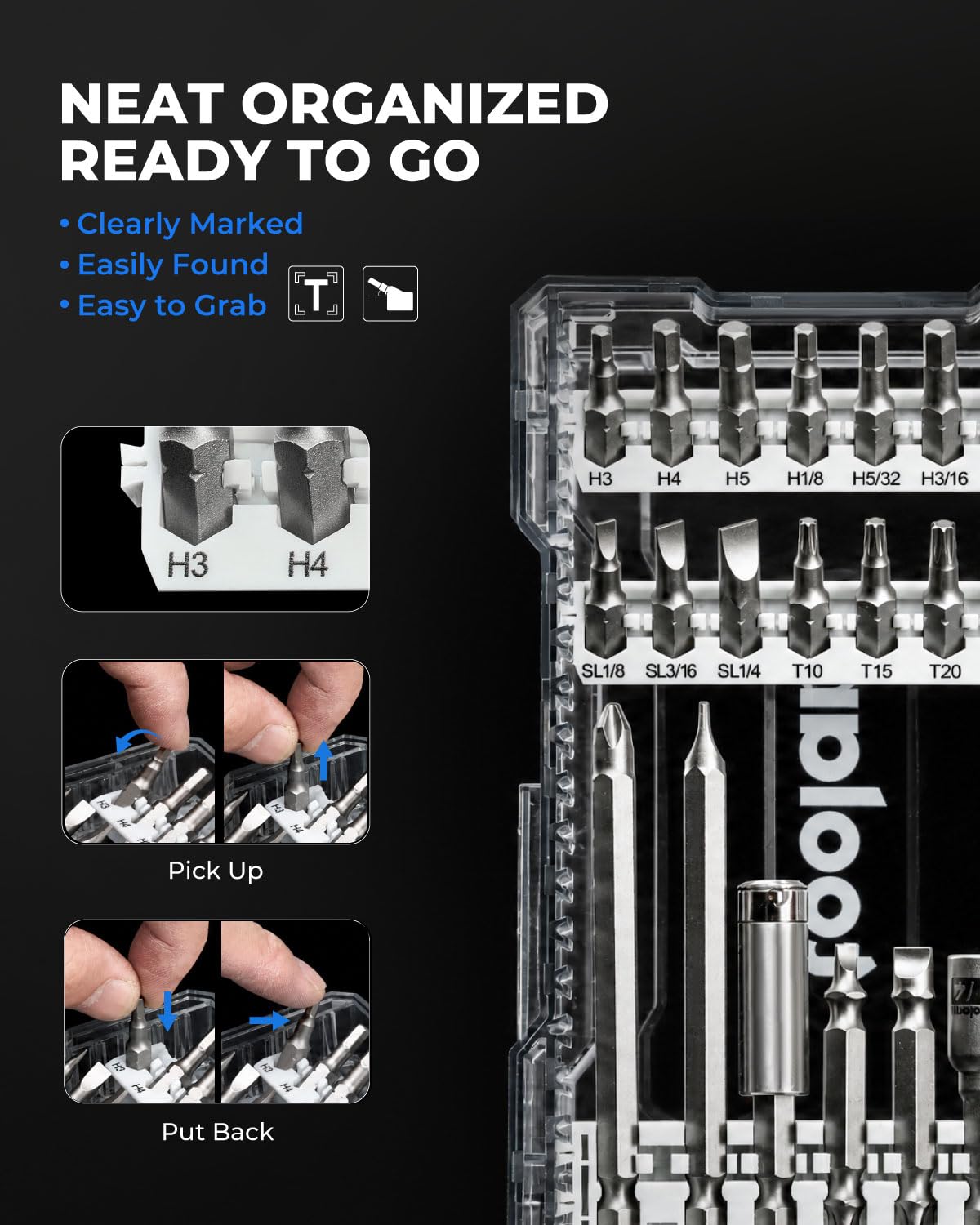 toolant Complete impact driver Bit Set, 40-Piece S2 Steel Impact Bits Set with Magnetic Holder & Storage Case – Hex, Torx, Phillips, Slotted, Square – for Home DIY, Appliance Repair, Beginner-Friendly