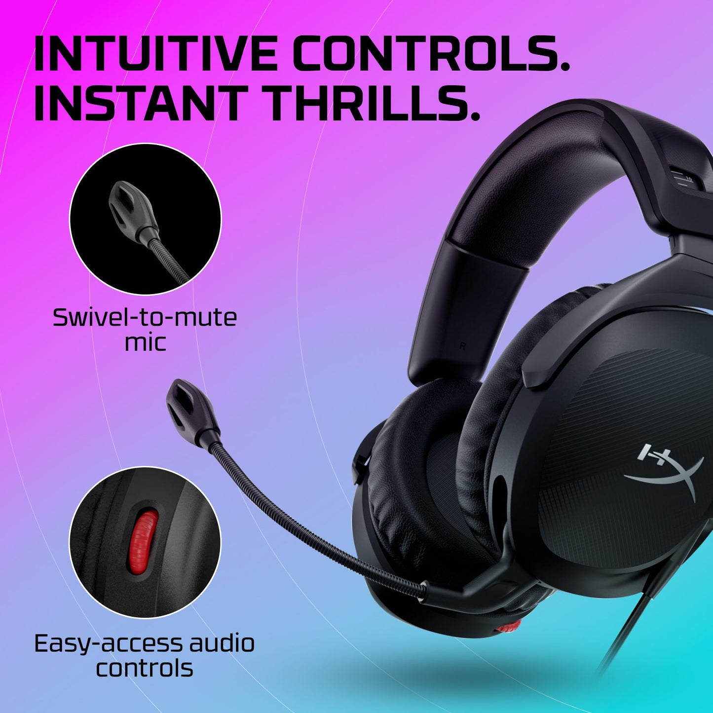 HyperX Cloud Stinger 2 - Wireless Gaming Headset – Compatible with PC. Noise-cancelling Swivel-to-mute Microphone, Comfortable Memory Foam, UP to 20 hours of battery life,Black
