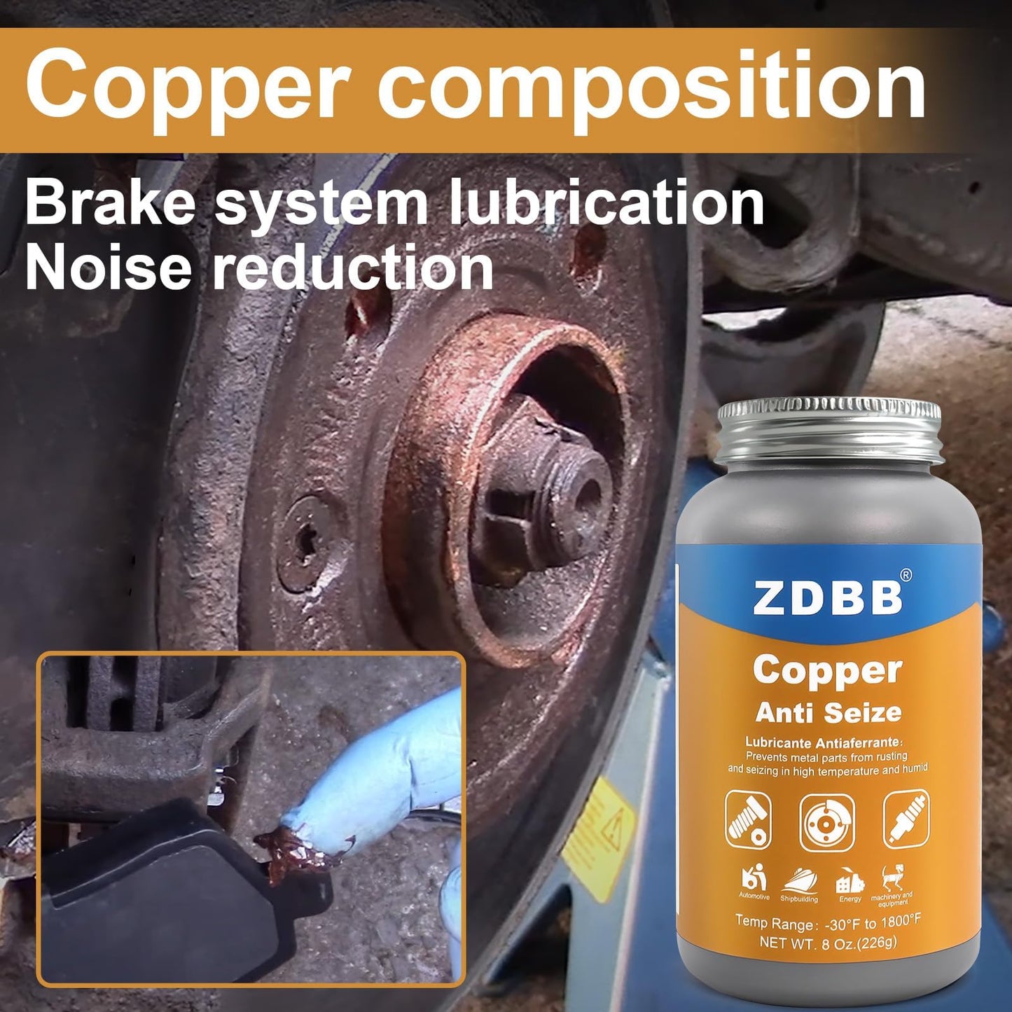 ZDBB Brake Silicone Grease Brake Caliper Guide Pin Lubricant High Temperature Caliper & Pad Lube, Waterproof, Safe for Rubber O-Rings Automotive Grease for Quiet & Smooth Braking 1oz (1-Pack)