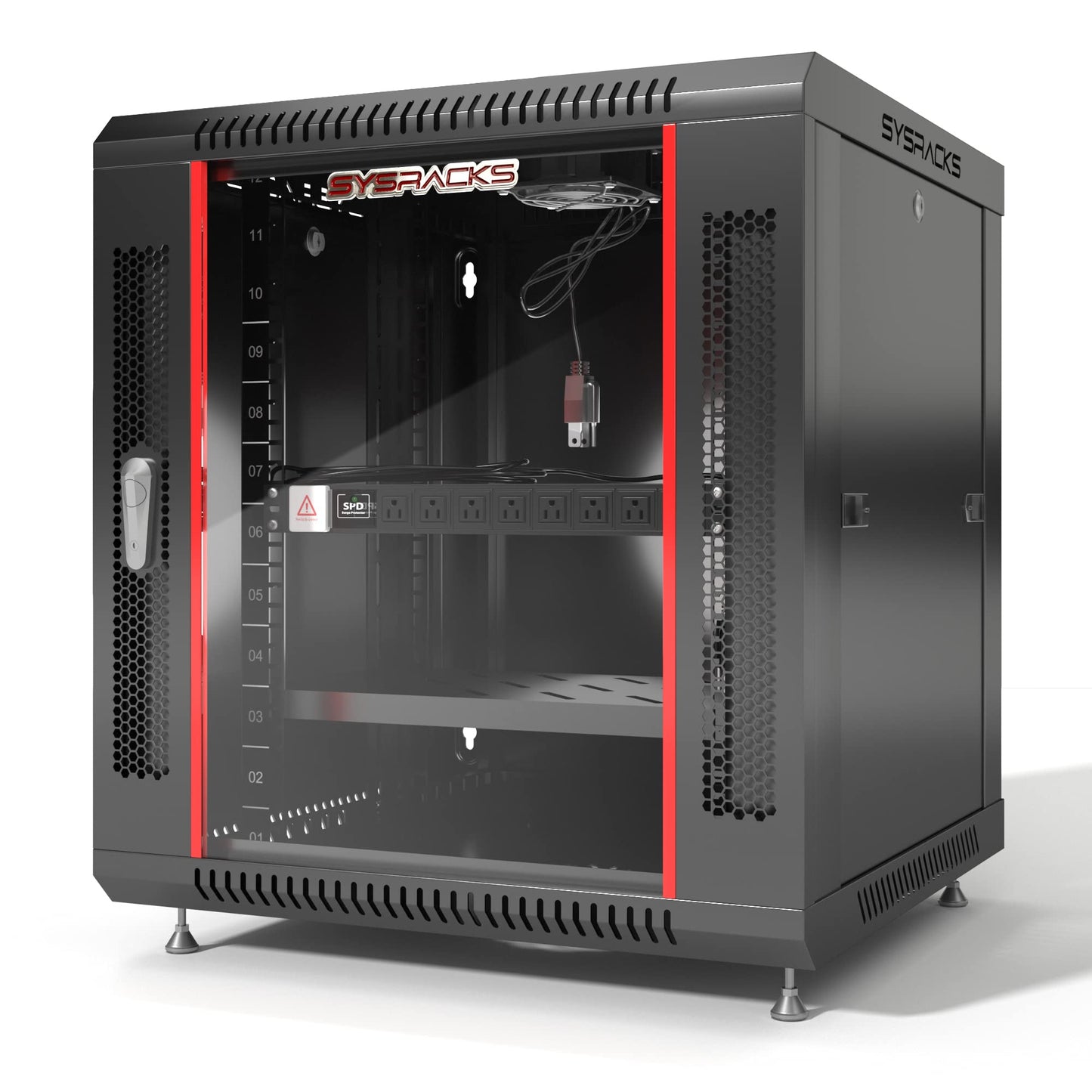 18U Wall Mount Server Rack Cabinet 24” Deep, 19” Network & AV Enclosure for Home Lab with Fan, PDU, 2 Shelves, Locking Glass Door