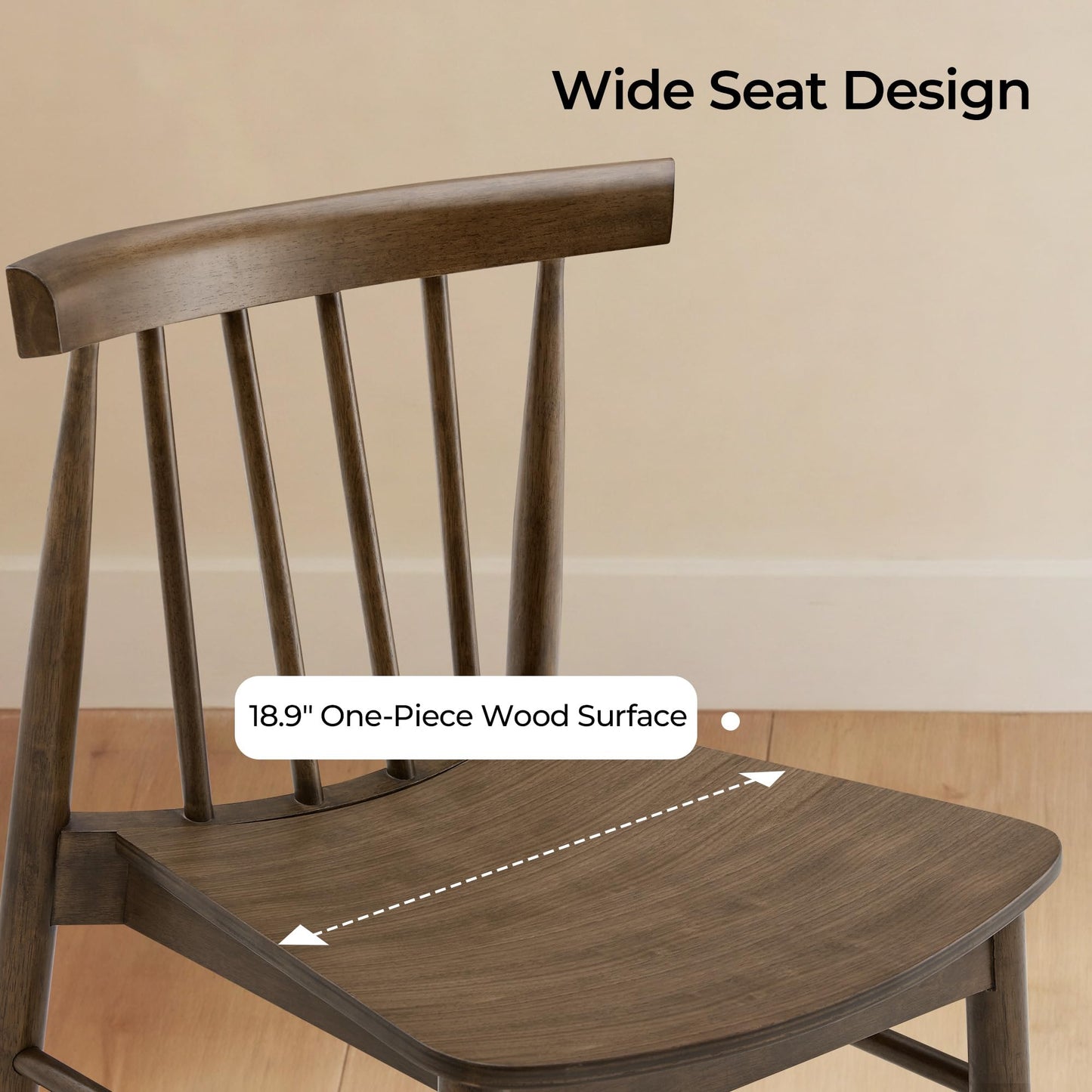 CHITA Soild Wood Dining Chairs Set of 4, Mid Century Modern Walnut Wood Kitchen Chairs with Curved Backrest, Dining Room Chair for Kitchen, Restaurant