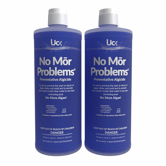United Chemical No Mor Problems Preventative Pool Algaecide & Water Clarifier - Non-Staining, pH Independent Algae Prevention, 1 Quart (2-Pack)
