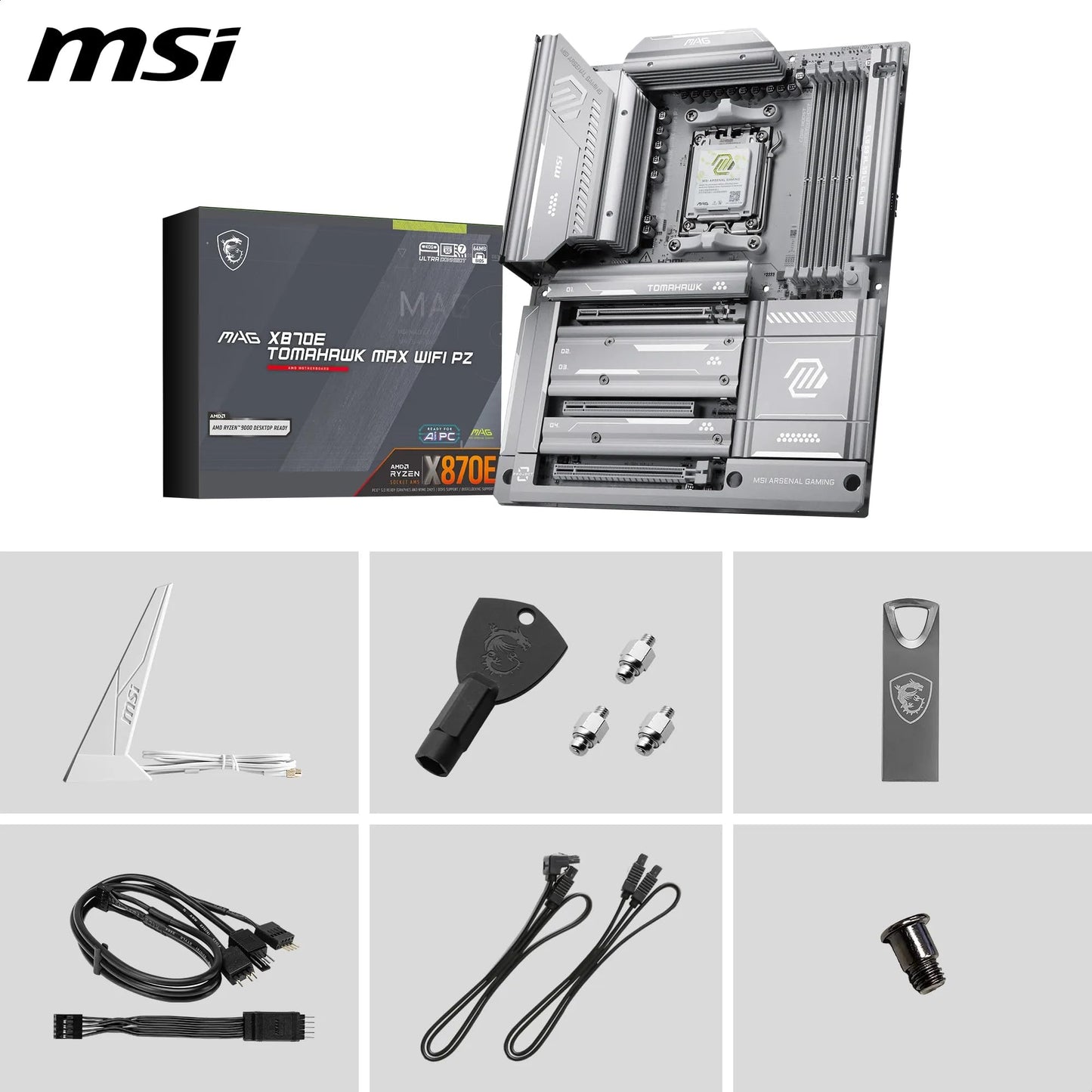 MSI MPG X870E Carbon WiFi Gaming Motherboard (AMD Ryzen 9000/8000/7000 Series Processors, AM5, DDR5, PCIe 5.0, M.2 Gen5, SATA 6Gb/s, USB 40Gbps, HDMI, Wi-Fi 7, Bluetooth 5.4, 5Gbps LAN, ATX)