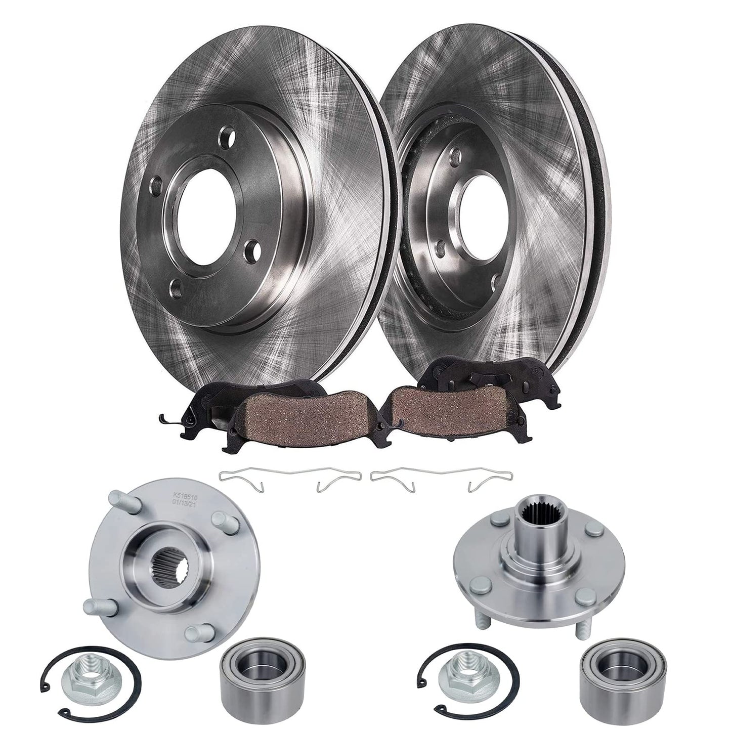 Detroit Axle - Kit de freno trasero para Dodge Grand Caravan Journey Chrysler Town & Country Frenos de repuesto Rotores y pastillas de freno de cerámica: Rotor de 12.91 pulgadas