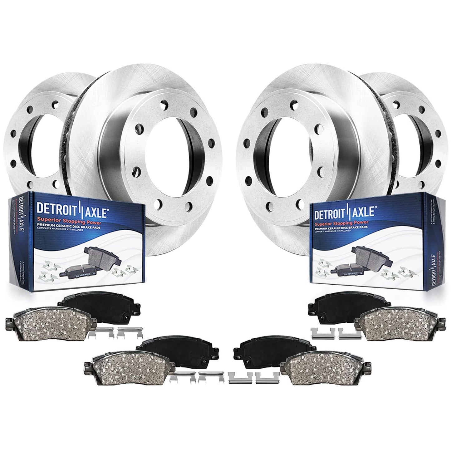 Detroit Axle - Brake Kit for 11-20 Toyota Sienna, 14-19 Highlander, 10-15 Lexus RX350 RX450h Disc Brake Rotors and Ceramic Brakes Pads Front and Rear Replacement : 12.91 in Front/12.17 in Rear Rotor
