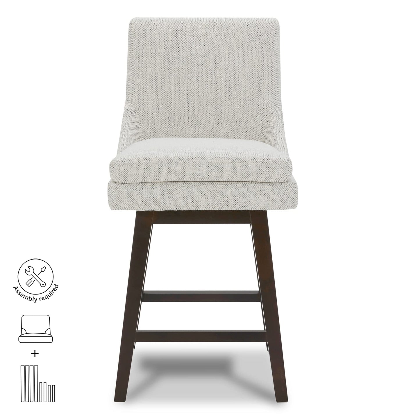 CHITA Bar Height Swivel Barstool with Back Set of 2, FSC Certified Upholstered Bar Stool, 30.7" H Seat Height, Fabric in Ivory