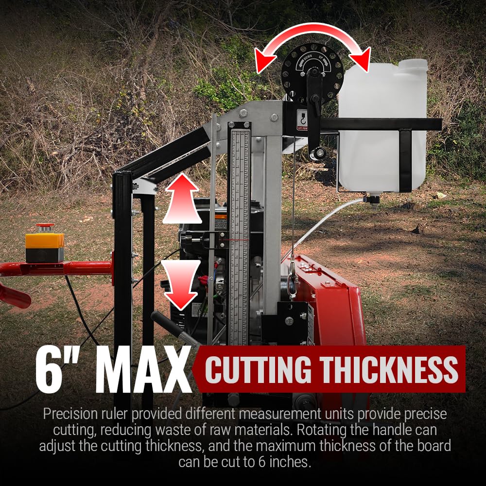 MechMaxx 32" Portable Sawmill, ZONSEN 459cc 15HP E-Start Gasoline Engine, 26.5" Board Width, 13' Track Length, Model SM-32