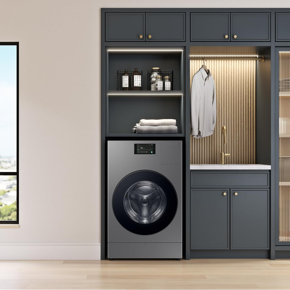 Samsung 5.3 cu ft. Bespoke AI Laundry Vented Combo™ All-in-One Ultra Capacity Washer and Electric Dryer with AI Home, Dark Steel, WD90F53AVSUS