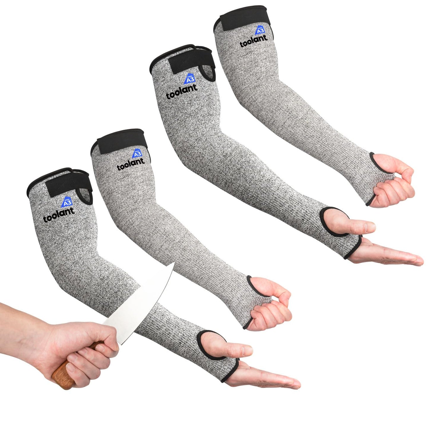OriStout Cut Resistant Farmers Sleeves with Thumb Hole, Arm Protectors for Thin Skin and Bruising, for Gardening, Welding, Kitchen, Arm Guards for Biting, Pet Grooming, Grey, 1 Pair