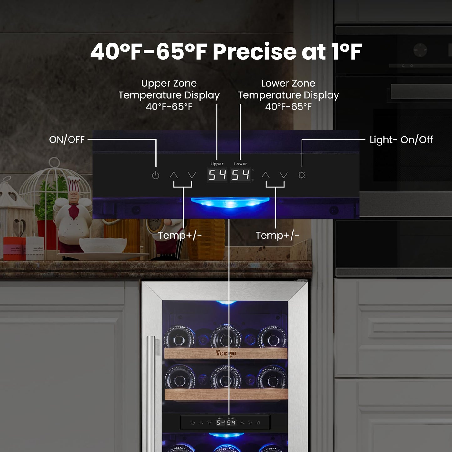 Yeego 24'' Wine Cooler Refrigerator - 52 Bottles Wine Fridge, 40-65°F Dual Zone Wine Refrigerator With Glass Door, Built-In/Freestanding/Under Counter, Adjustable Shelves Fridge for Home Bar Office