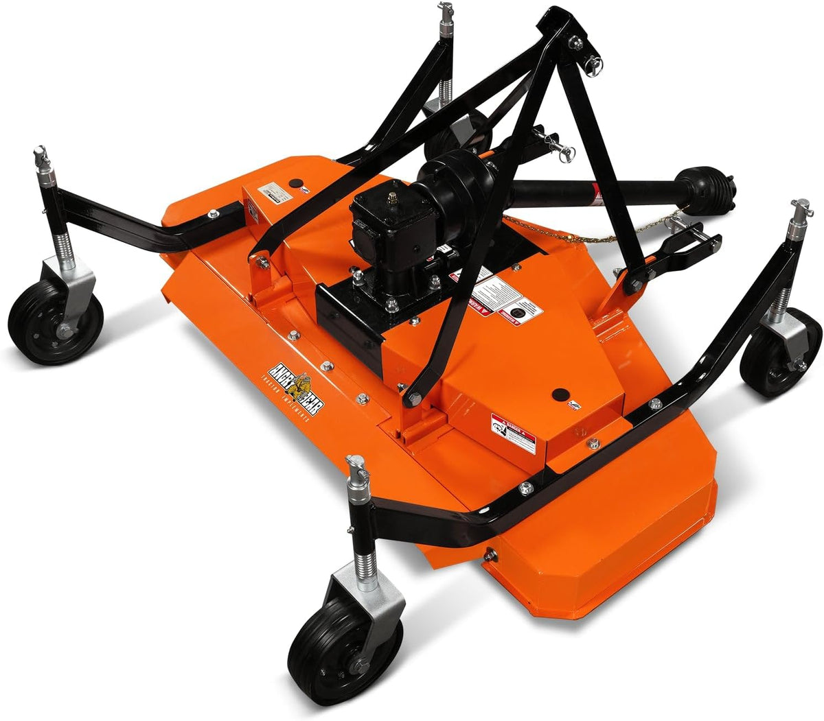 3 Point PTO 60'' Working Width Finish Mower Attachment for 18-50hp Tractor, Category 1 Hitch, 4-Tires, 0.4'' - 4.5'' Adjustable Cutting Height, Model FM150
