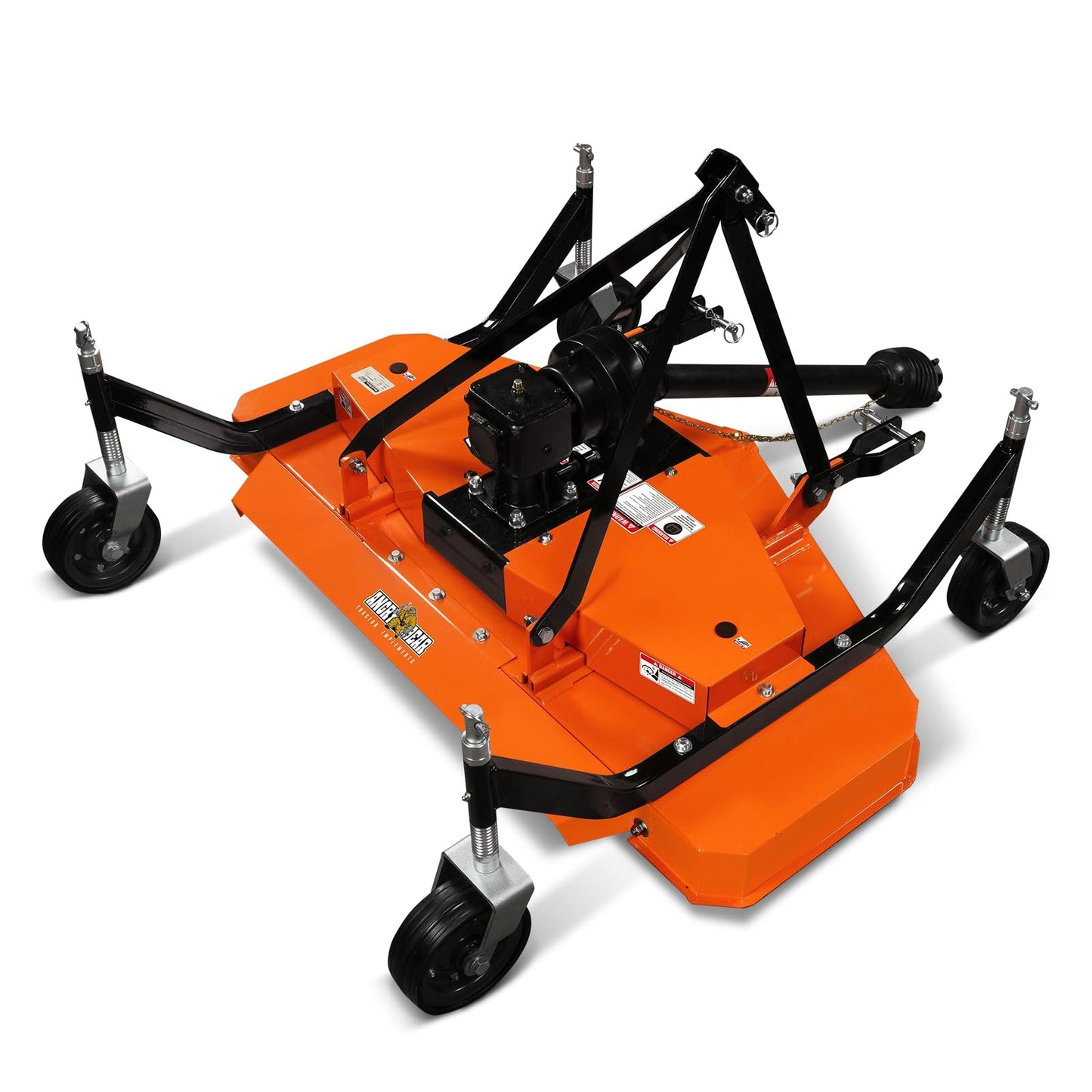 MechMaxx 3 Point PTO 48'' Working Width Finish Mower Attachment for 18-50hp Tractor, Category 1 Hitch, 4-Tires, 0.4'' - 4.5'' Adjustable Cutting Height, Model FM120