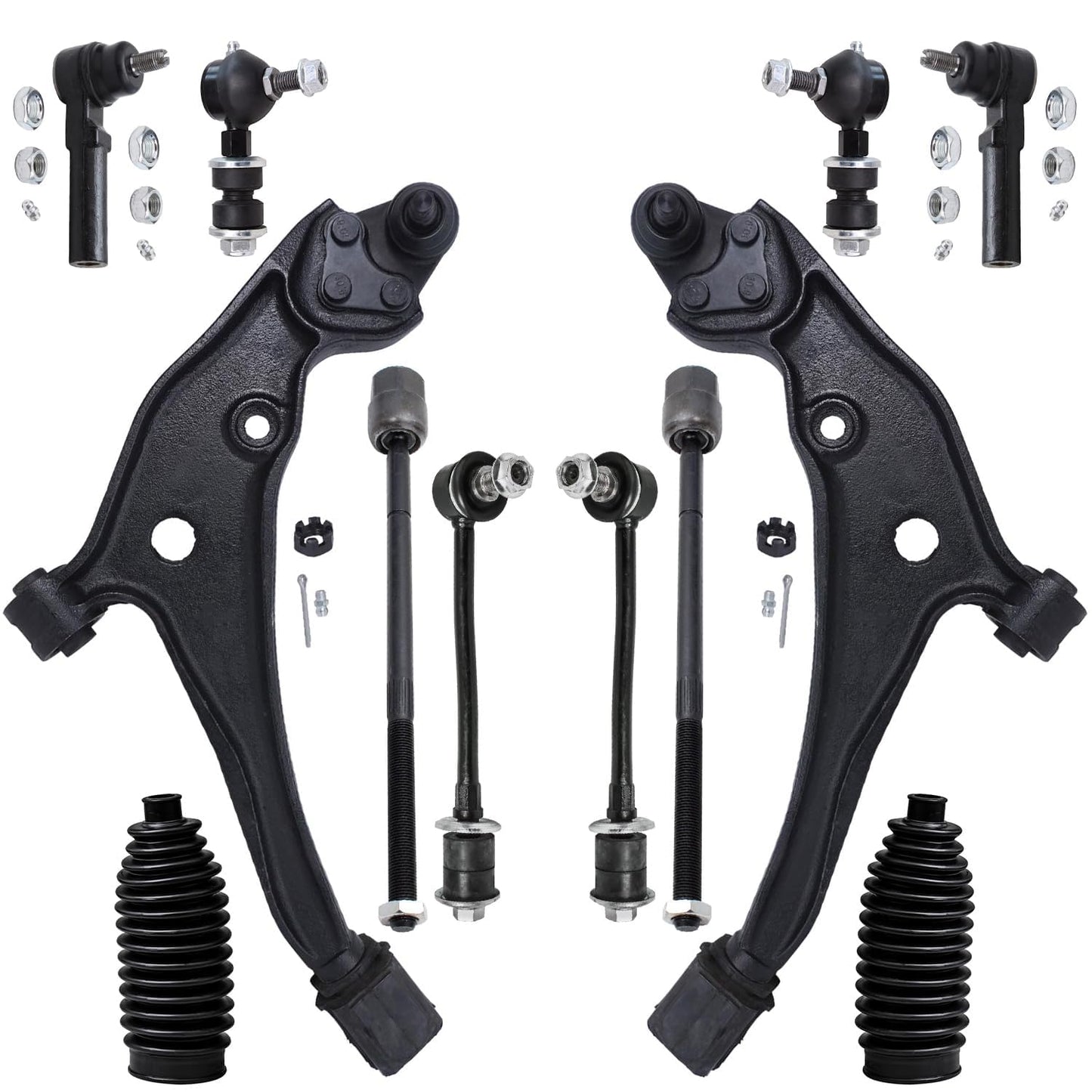 Detroit Axle - 12pc Front End Kit for 07-13 Chevy Silverado 1500 GMC Sierra | Suburban Yukon XL 1500 Tahoe Escalade ESV EXT, 2 Upper Control Arms 2 Sway Bars 4 Tie Rods 2 Lower Ball Joints 2 Boots