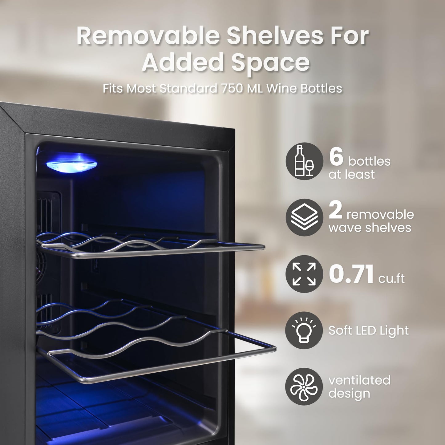 Yeego 12 Bottles Wine Fridge - 40-65℉ Wine Refrigerator with Thermoelectric Energy Cooling & 38dB Quiet, Countertop Wine Cooler with Glass Door for Apartment Office RVs, 33L(1.17 cu.ft)
