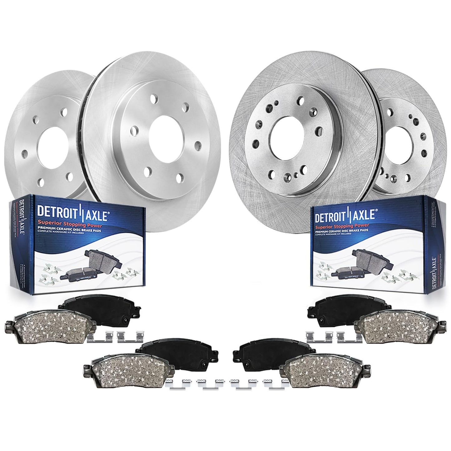 Detroit Axle - Brake Kit for 14-20 Nissan Rogue, 17-22 Rogue Sport, Front and Rear Disc Brake Rotors Ceramic Brake Pads 2018 2019 Replacement
