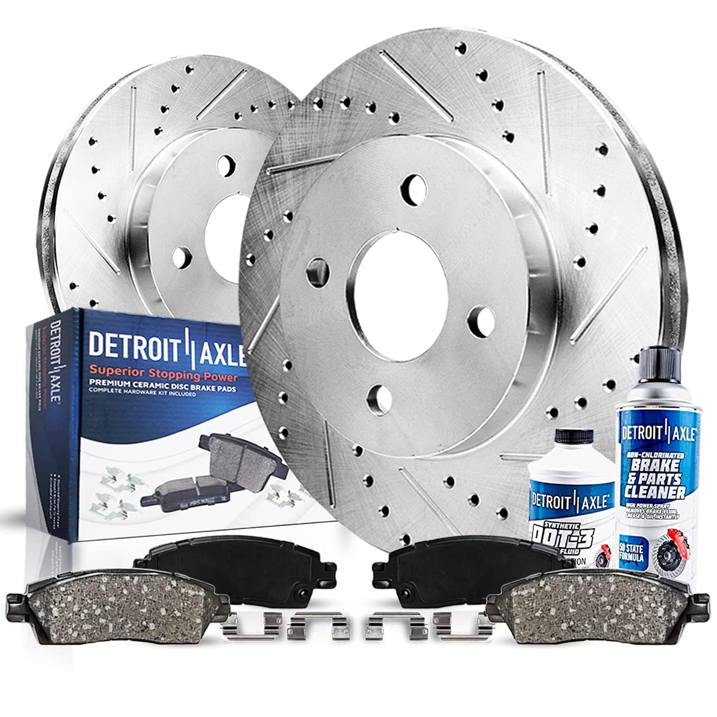 Detroit Axle - Rear Brake Kit for 1999-2006 Chevy GMC Sierra Silverado 1500, 00-01 Tahoe Yukon, 03-05 Astro Safari Replacement Drilled Slotted Disc Brake Rotors Ceramic Brakes Pads: 12.78" inch Rotor