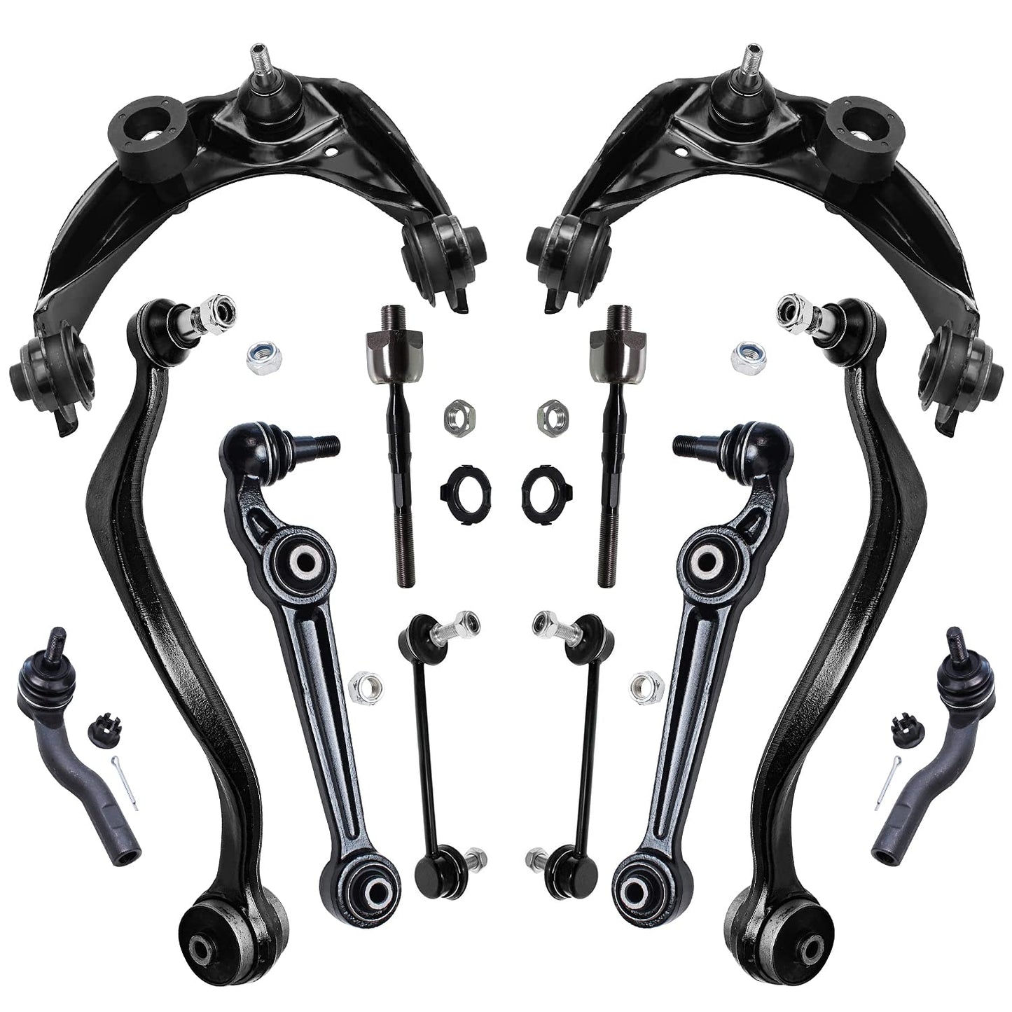 Detroit Axle - 12pc Front End Kit for 07-13 Chevy Silverado 1500 GMC Sierra | Suburban Yukon XL 1500 Tahoe Escalade ESV EXT, 2 Upper Control Arms 2 Sway Bars 4 Tie Rods 2 Lower Ball Joints 2 Boots