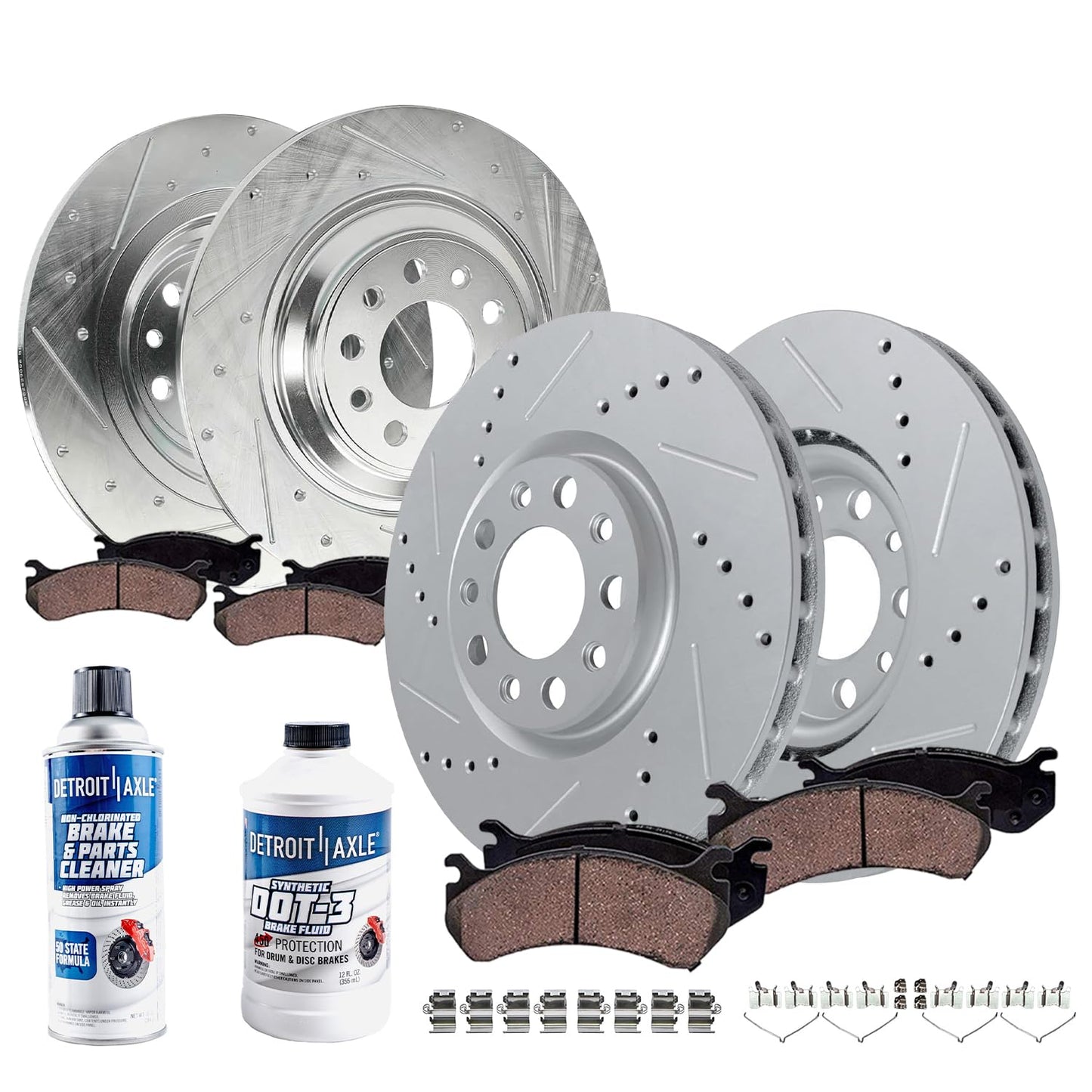 Detroit Axle - Rear Brake Pads for 2019-2024 Chevy Silverado 1500 GMC Sierra 1500, 2021-2024 Tahoe Suburban Yukon XL Cadillac Escalade ESV, Canyon LYRIQ Colorado, Ceramic Brake Pads with Hardware