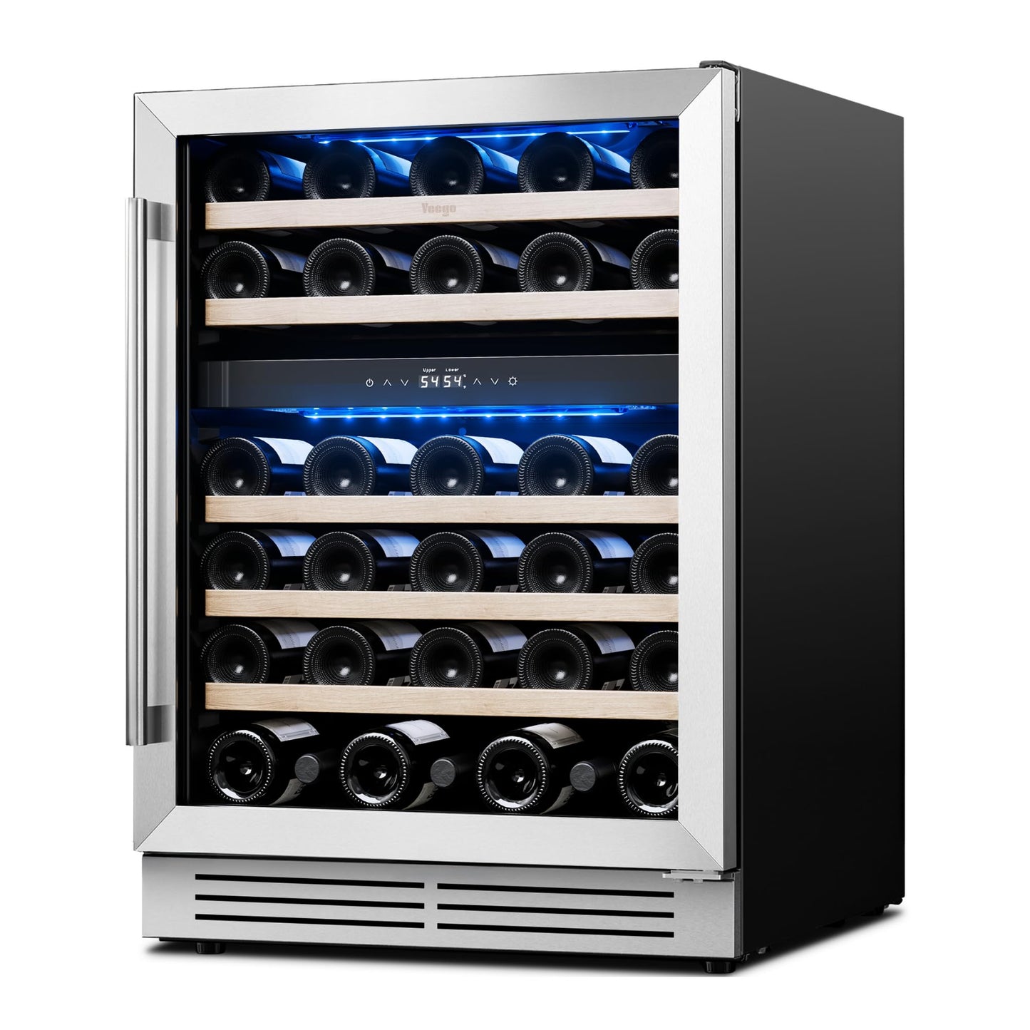 Yeego Wine Fridge Cooler - 15 Inch Dual Zone Wine Fridge Hold 28 Bottles, 40-65°F Wine Refrigerator Glass Door, Built in, Freestanding Under Counter Fridge for Beer Soda Drink Home Bar Office