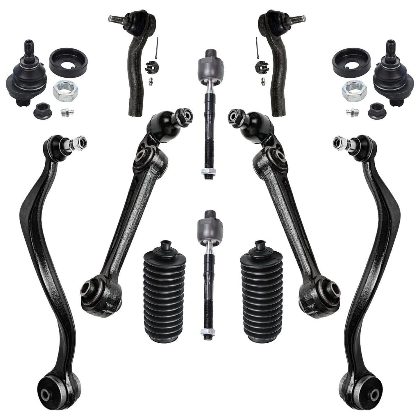 Detroit Axle - 12pc Front End Kit for 07-13 Chevy Silverado 1500 GMC Sierra | Suburban Yukon XL 1500 Tahoe Escalade ESV EXT, 2 Upper Control Arms 2 Sway Bars 4 Tie Rods 2 Lower Ball Joints 2 Boots