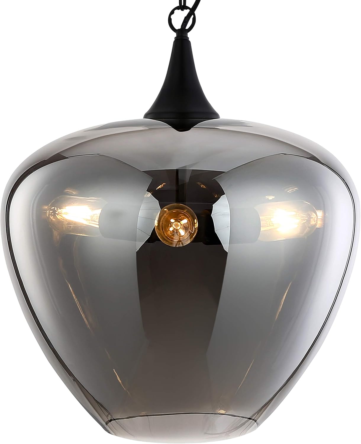 Light Society Malibu Pendant Light, Smoke Glass with Black Finish, Contemporary Mid Century Modern Style Lighting Fixture
