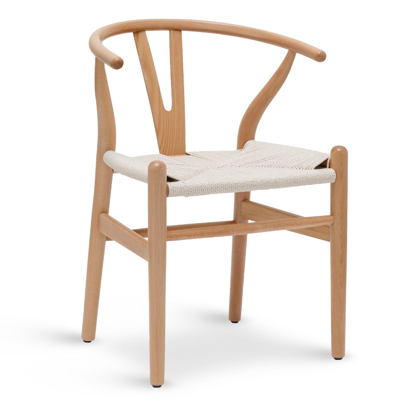 POLY & BARK Weave Dining Chair – Mid-Century Modern Wishbone Dining Chair with Arms, Solid Wood Frame, Indoor Use – Black – Single - Ideal for Dining Room, Kitchen or Stylish Accent Setting