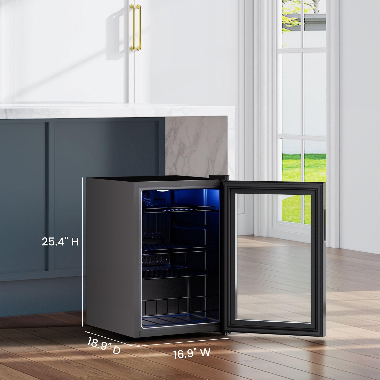 Yeego Beverage Refrigerator Cooler, 155 Cans Mini Fridge with Glass Door Beverage Fridge with Adjustable Shelves for Soda Beer or Wine, Beverage Cooler with Digital Temperature Control for Home Office