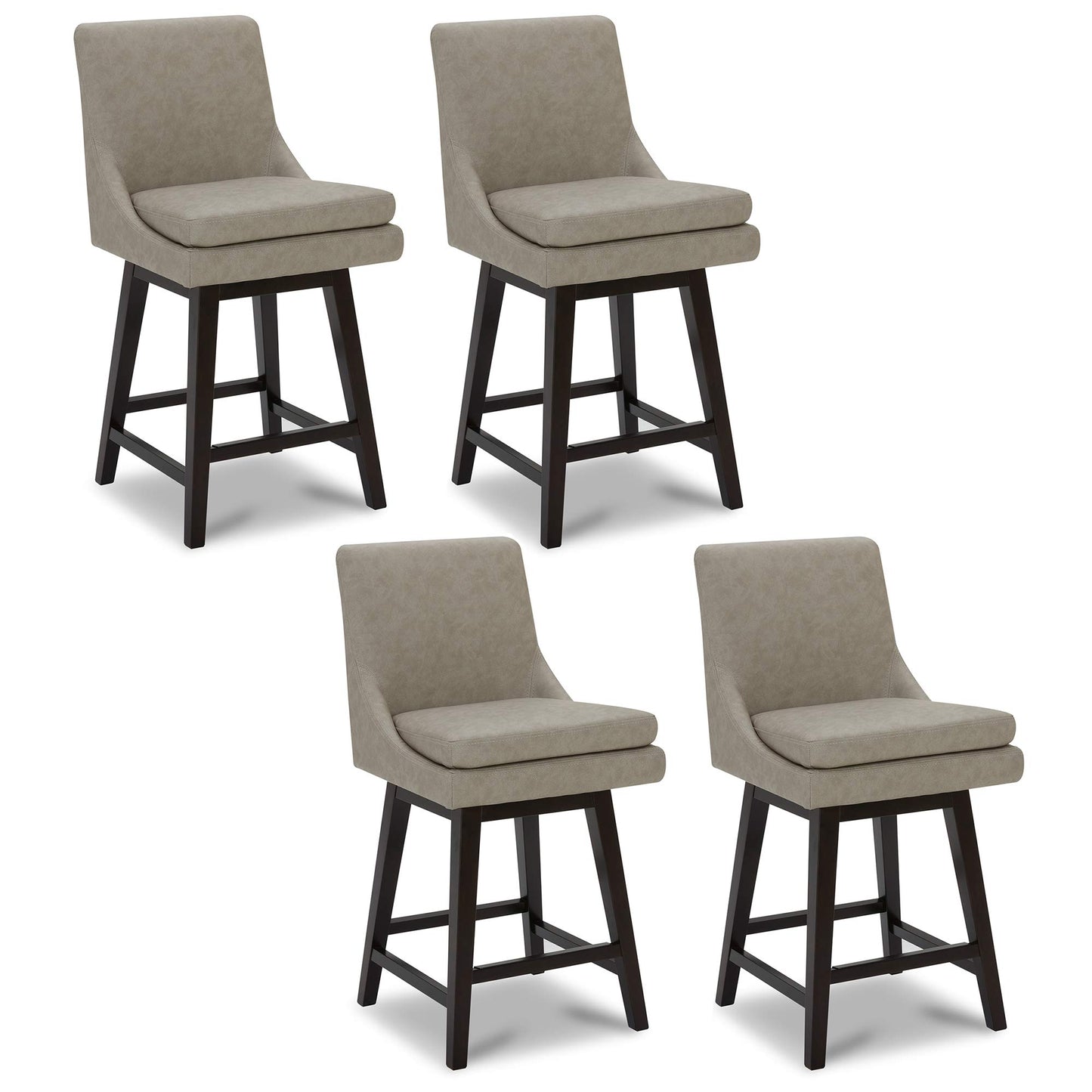 CHITA Bar Height Swivel Barstool with Back Set of 2, FSC Certified Upholstered Bar Stool, 30.7" H Seat Height, Fabric in Ivory