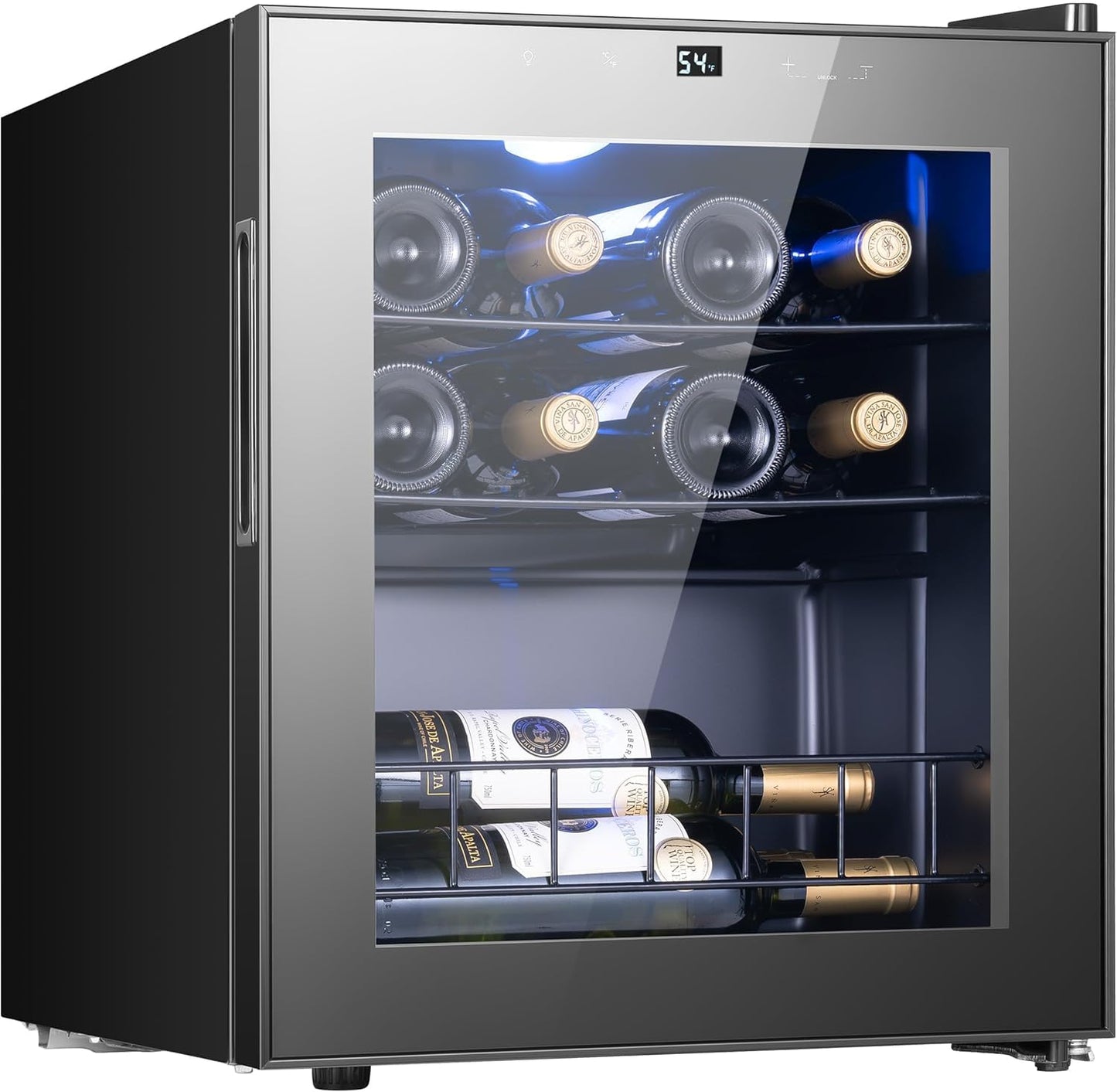 Yeego Wine Fridge – 34 Bottles Wine Cooler, 38–65℉ Digital Control with Double Glass Door & LED Light, Freestanding Wine Fridge Under Counter for Home Bar and Kitchen