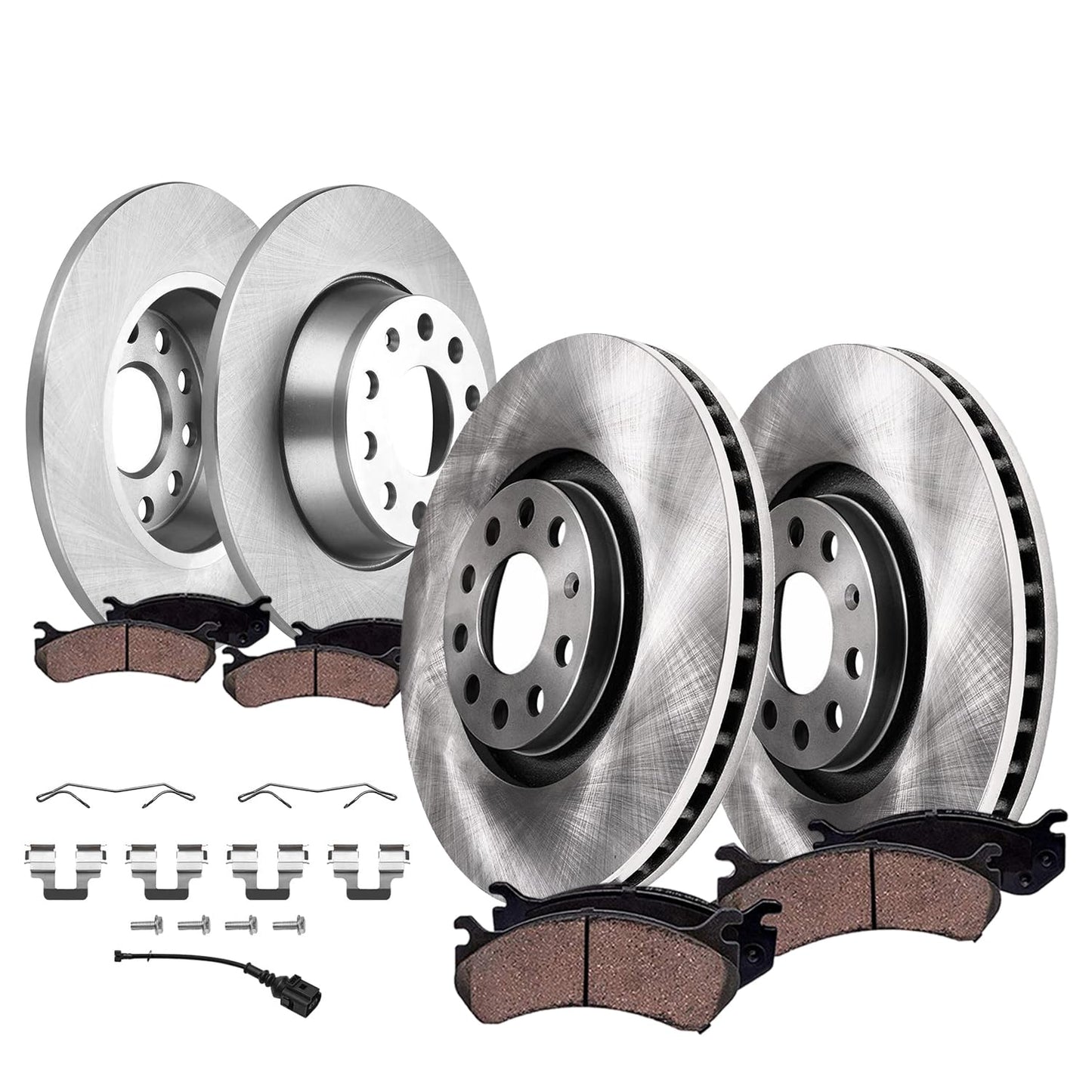 Detroit Axle - 2.4L Front & Rear Brake Kit for 2003-2007 Honda Accord | 11.10'' inch Front and 10.24'' inch Rear Disc Brake Rotors and Ceramic Brakes Pads 2004 2005 2006 Replacement