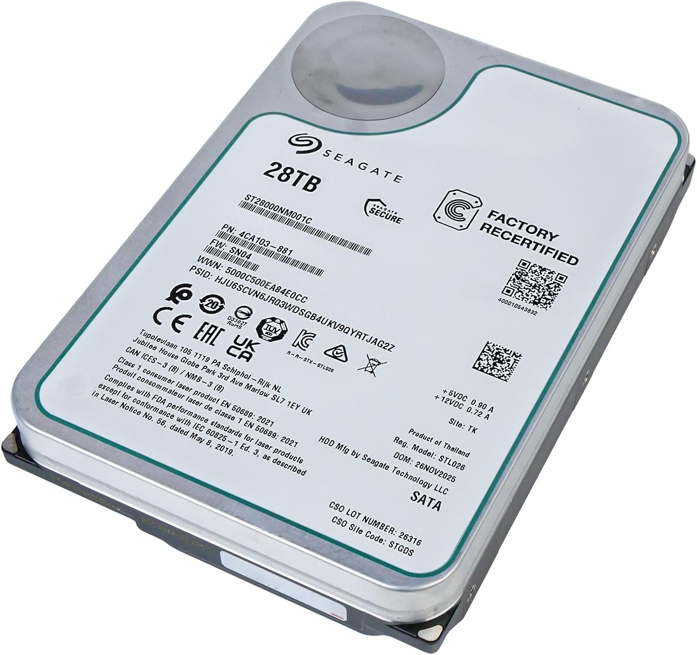 Seagate Exos ST28000NM001C 28TB 7200 RPM SATA 6Gb/s 512e 3.5in Enterprise Hard Drive (Renewed)