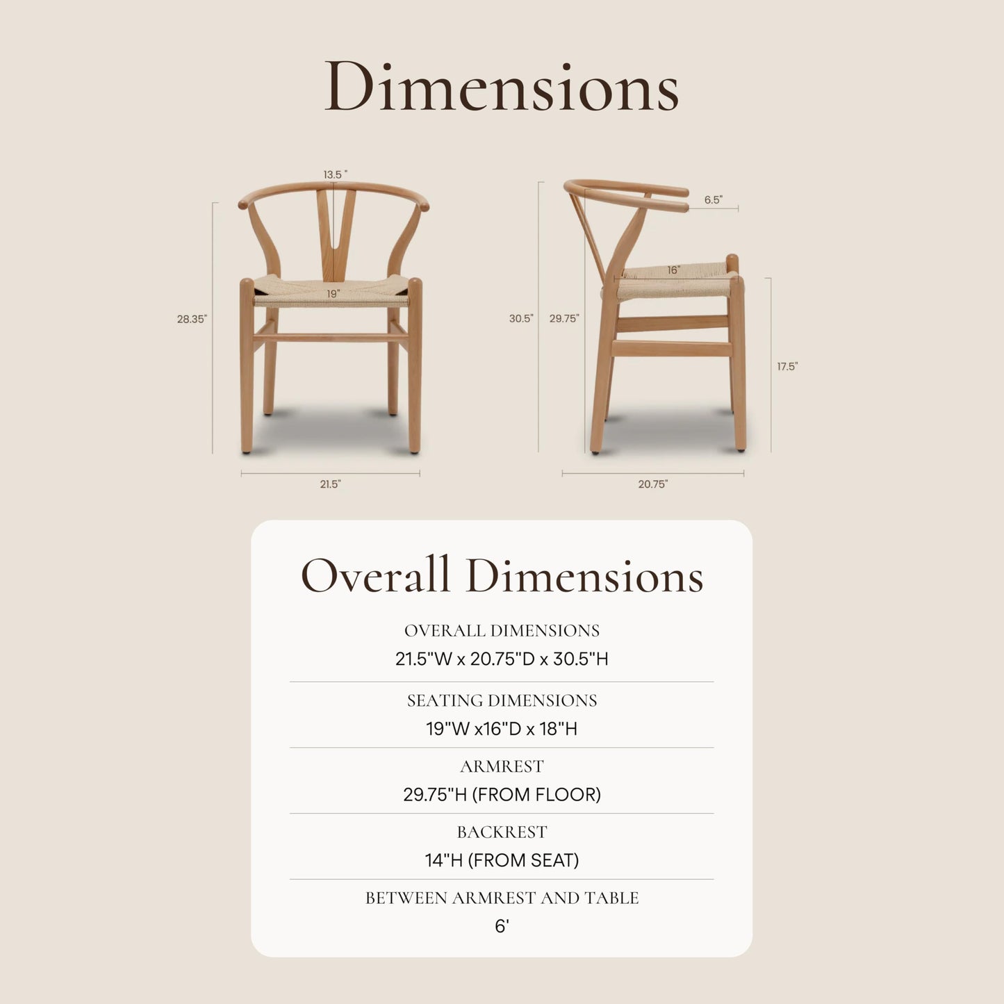 POLY & BARK Weave Dining Chair – Mid-Century Modern Wishbone Dining Chair with Arms, Solid Wood Frame, Indoor Use – Black – Single - Ideal for Dining Room, Kitchen or Stylish Accent Setting