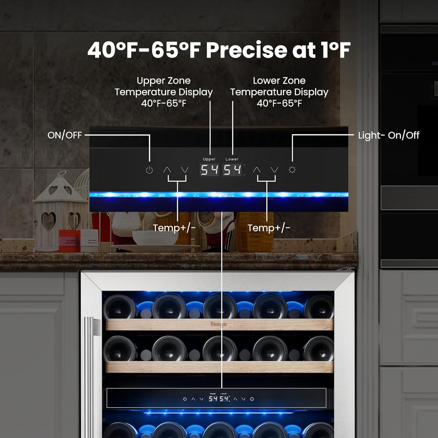 Yeego 48 inch Wine & Beverage Fridge Combo - Dual Zone Wine Cooler with Glass Doors, Hold 47 Bottles and 180 Cans, Built-in, Under Counter & Freestanding, Ideal for Bars, Offices, Restaurants