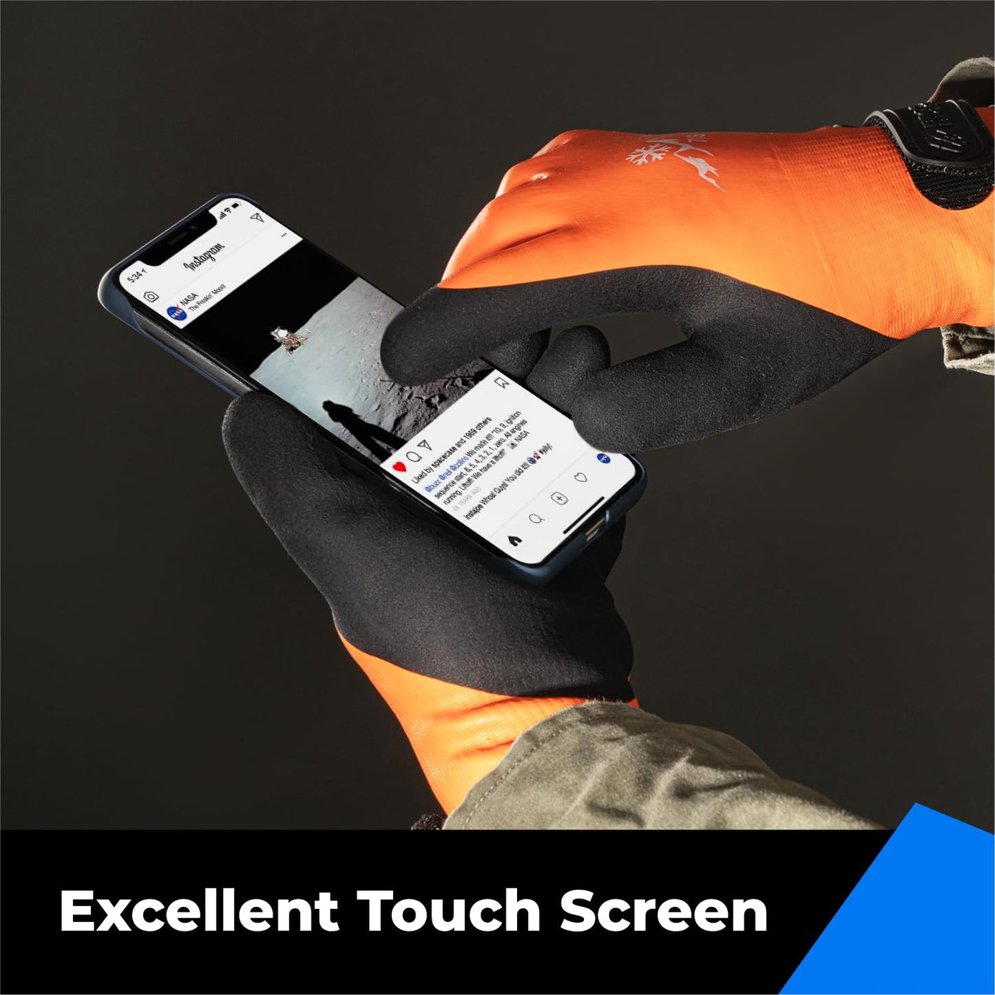toolant 100% Waterproof Gloves for Men and Women, Winter Work Gloves for Cold Weather, Touchsreen, Thermal Gloves for Freezer Work, Fishing and Gardening, With Grip, Grey, X-Large