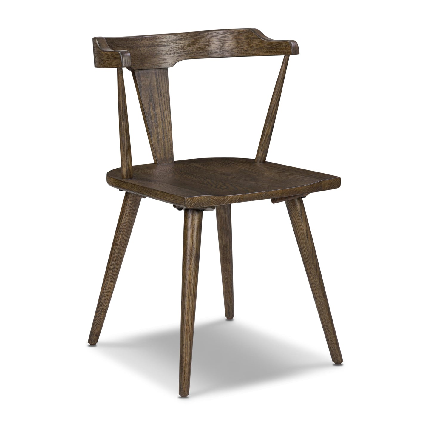 POLY & BARK Mid Century Modern Enzo Black Dining Chair – Solid Oak Wood Splat Back Chair, 18" Seat Height, 32" Tall – Stylish MCM Kitchen & Dining Room Chair