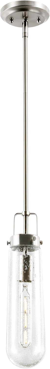 Light Society Tahoe Pendant Light, Seeded Glass with Satin Nickel Finish, Contemporary Mid Century Modern Style Lighting Fixture
