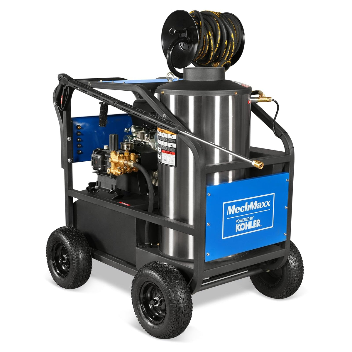 MechMaxx 4000 PSI 4 GPM Kohler E-Start Engine Hot Water Pressure Washer Skid Mounted with 245 Gal Tank, Model HPW40KBT