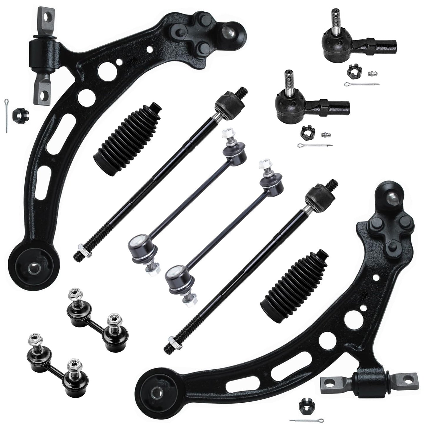 Detroit Axle - 12pc Front End Kit for 07-13 Chevy Silverado 1500 GMC Sierra | Suburban Yukon XL 1500 Tahoe Escalade ESV EXT, 2 Upper Control Arms 2 Sway Bars 4 Tie Rods 2 Lower Ball Joints 2 Boots