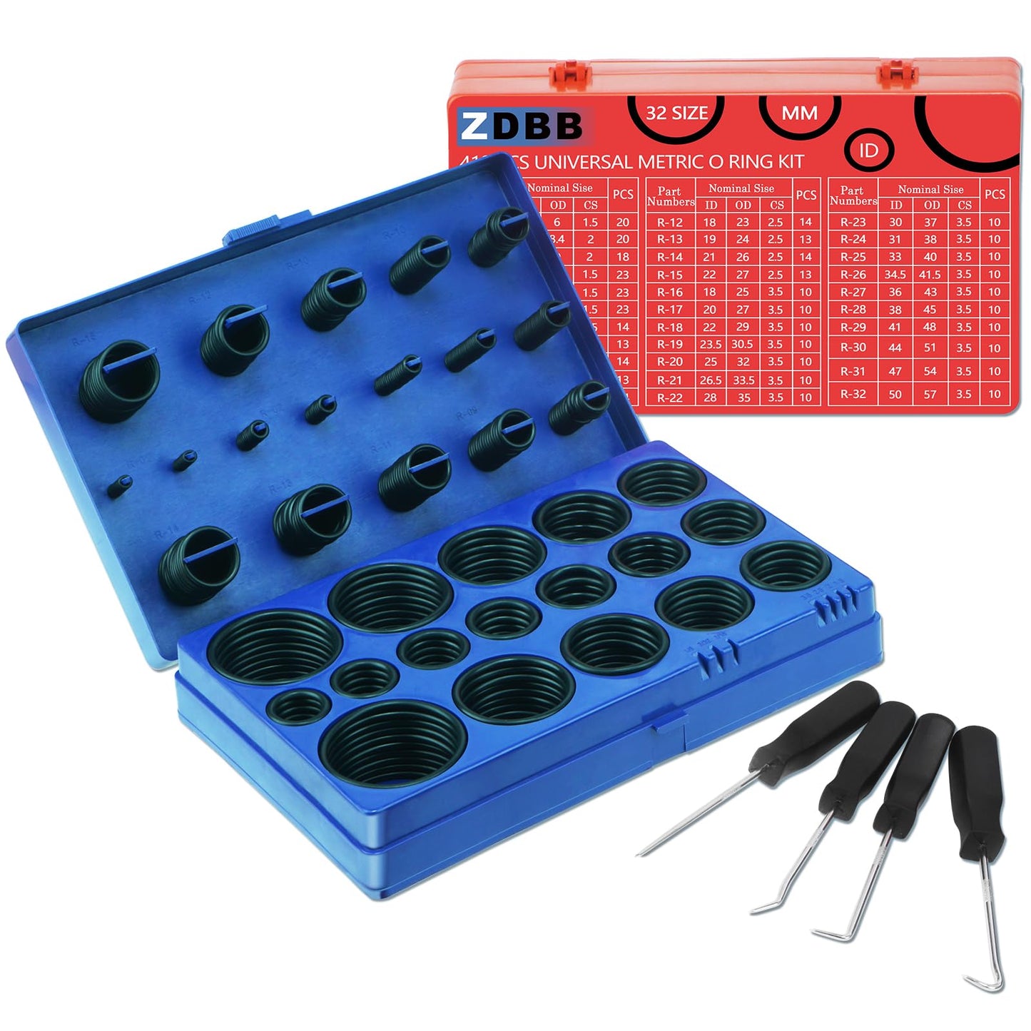 ZDBB 1010 Pcs Rubber O Rings Kit 22 Size Universal O-Ring Assortment Set for Automotive Faucet Pressure Washers Plumbing Sealing Repair,Air or Gas Connections,Resist Oil and Heat