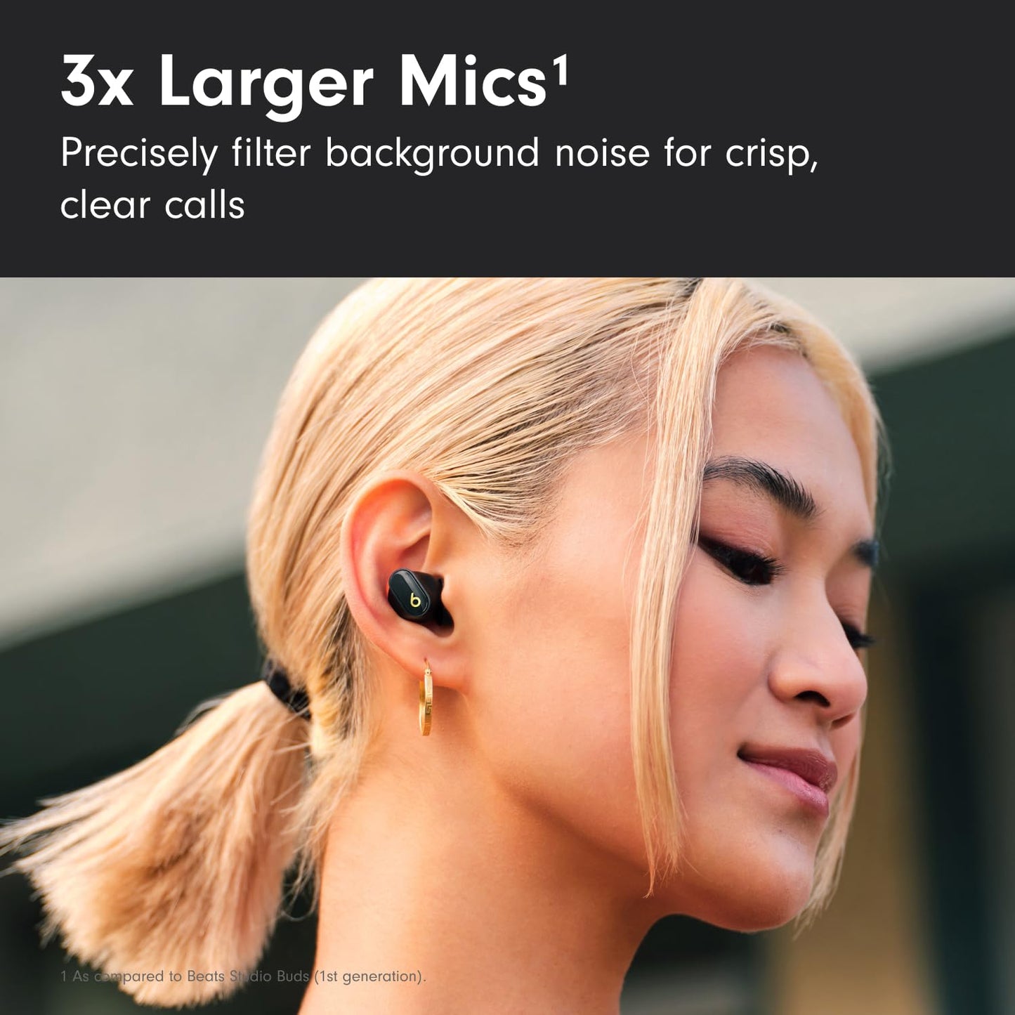 Beats Studio Buds + | True Wireless Noise Cancelling Earbuds, Enhanced Apple & Android Compatibility, Built-in Microphone, Sweat Resistant Bluetooth Headphones, Spatial Audio - Black/Gold
