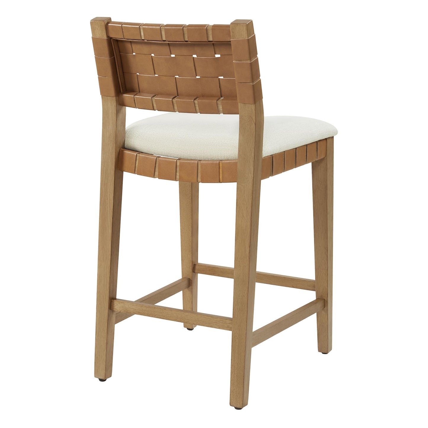 CHITA Woven Bar Stools Set of 2, 26" Counter Height Bar Stools with Backrest, Handwoven Counter Stools with Wood Frame for Kitchen Island & Home Bar, Saddle Brown