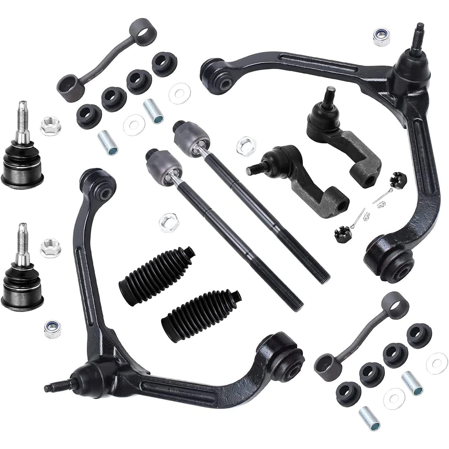 Detroit Axle - 12pc Front End Kit for 07-13 Chevy Silverado 1500 GMC Sierra | Suburban Yukon XL 1500 Tahoe Escalade ESV EXT, 2 Upper Control Arms 2 Sway Bars 4 Tie Rods 2 Lower Ball Joints 2 Boots