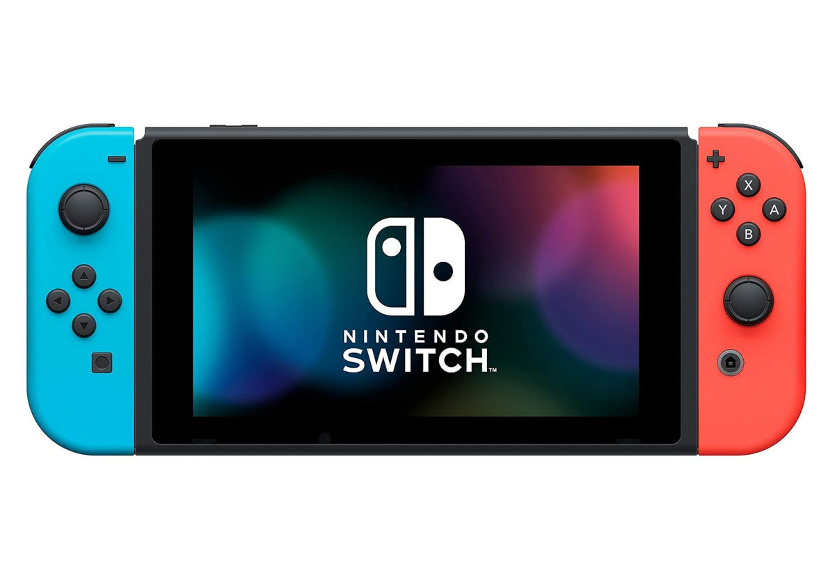 Nintendo Switch Game Console - Black (HAC-001(-01) w/Blue & Red Joycon (Renewed)