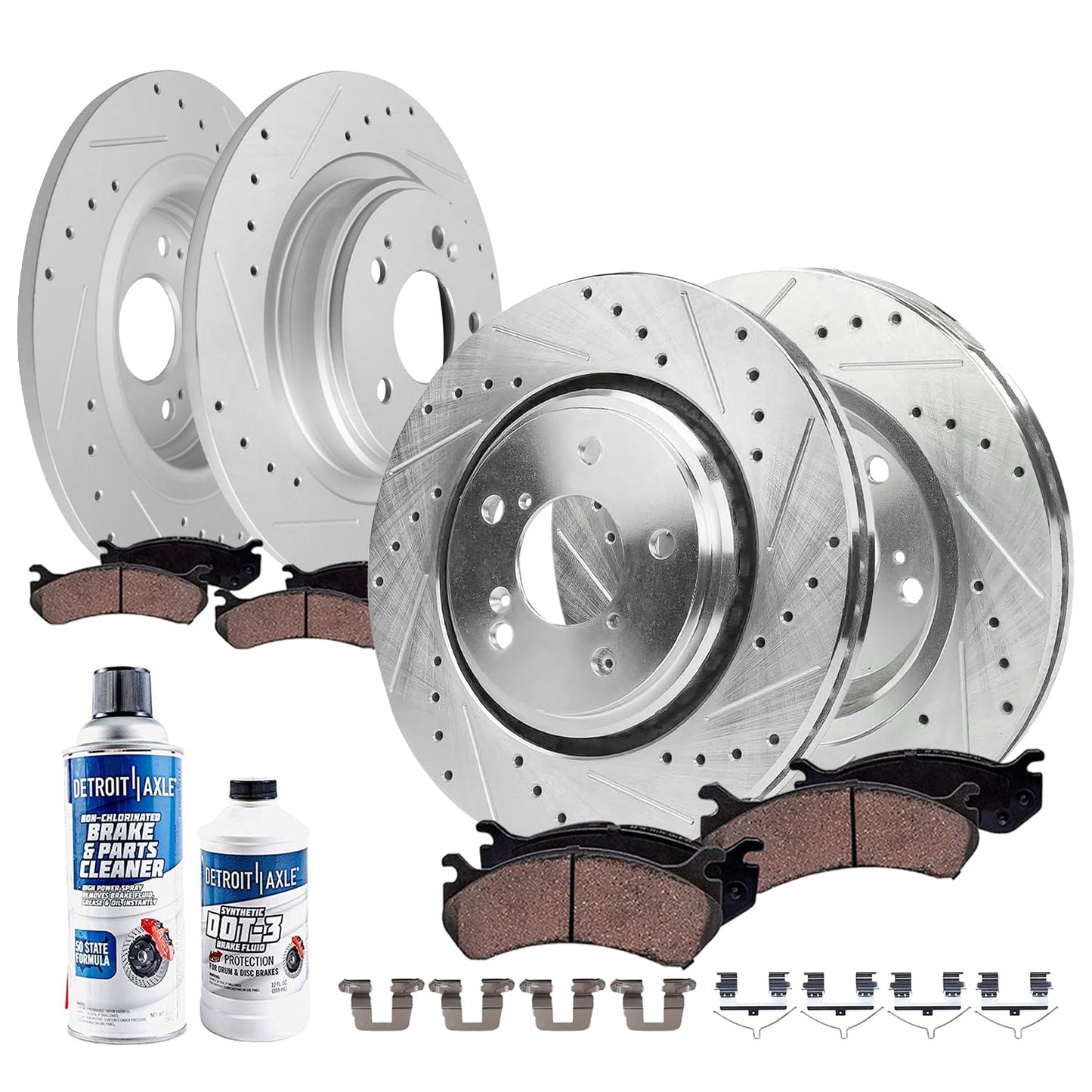Detroit Axle - Rear Brake Pads for 2019-2024 Chevy Silverado 1500 GMC Sierra 1500, 2021-2024 Tahoe Suburban Yukon XL Cadillac Escalade ESV, Canyon LYRIQ Colorado, Ceramic Brake Pads with Hardware